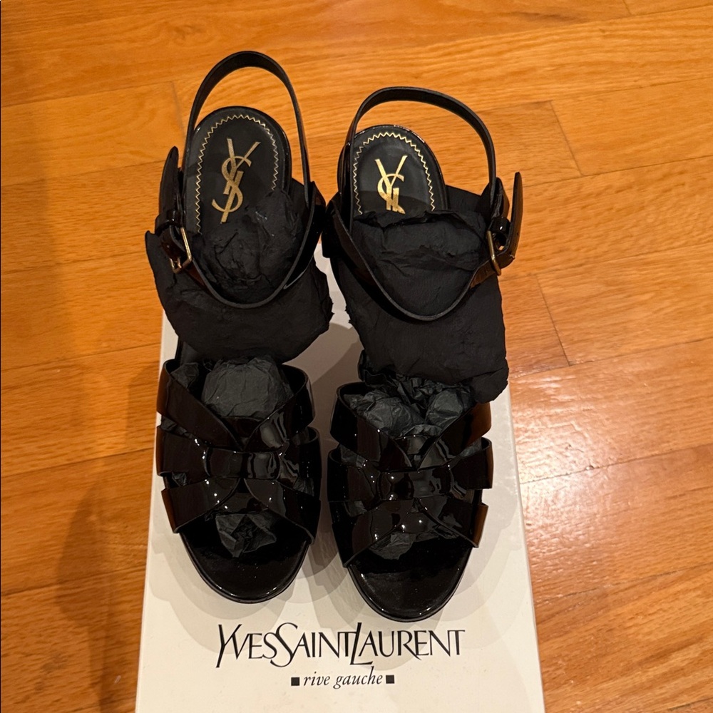 Authentic Saint Laurent Glossy Black Heels